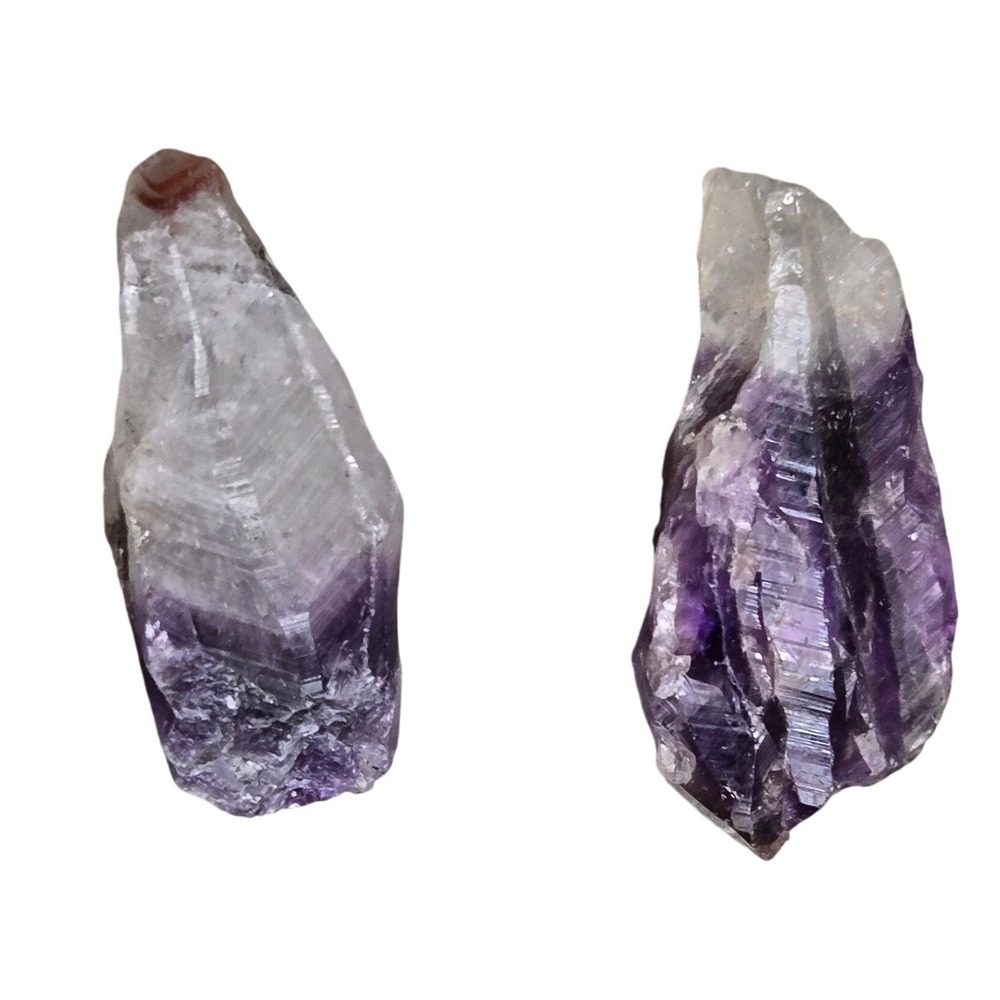 Vintage Amsterdam Sauer Brazil Rough Amethyst Point Crystal Gemstone Lot 2 Pouch